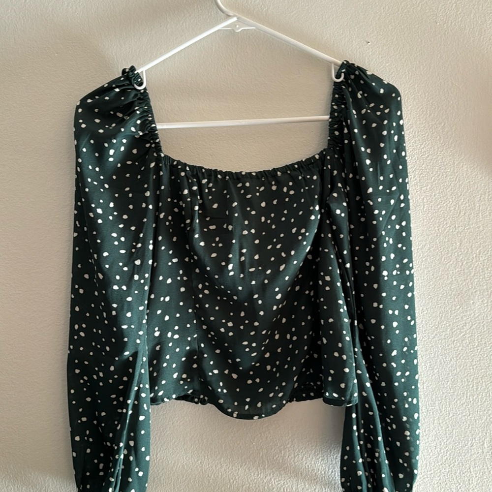Abercrombie & Fitch Green Polka Dot Blouse Size Small